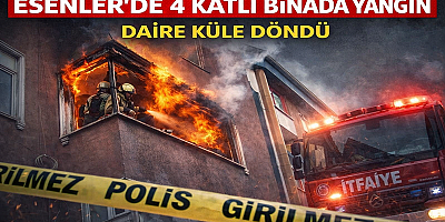 ESENLER’DE 4 KATLI BİNADA YANGIN: DAİRE KÜLE DÖNDÜ